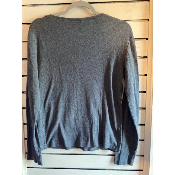 Polo Ralph Lauren women's T shirt size large gray long sleeve v neck cotton - Picture 2 of 6